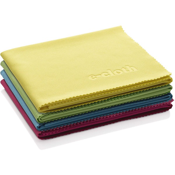 E-Cloth Glass & Polishing Microfiber Cleaning Cloth, Assorted Colors, 4 Count