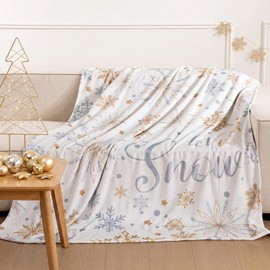 60 x 80 Inch Christmas Let It Snow Plush Throw Blanket Winter