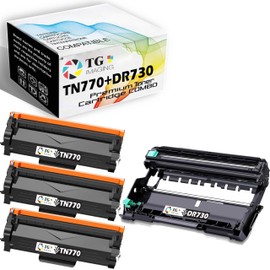 TG Imaging Compatible Replacement for Brother TN770 Toner Cartridge TN 770 TN-770 DR730 Drum Unit DR-730 DR 730 for HL-L2370DW HL-L2370DWXL MFC-L2750DW MFC-L2750DWXL Printer (4Pack,3 Toners+1 Drum)