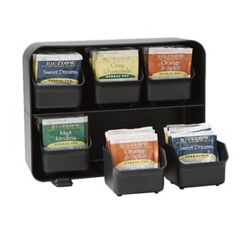 Mind Reader Anchor Collection, 6-Drawer Tea Bag Organizer, Removable Drawers, 10.25" L x 3.25" W x 7.75" H, Black