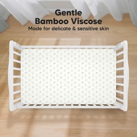 2-Pack Baby Crib Sheets for Boys, Girls, Fitted - 52x28 Viscose Derived from Bamboo Toddler Bed Sheets, Breathable Crib Mattress Cover for Standard Baby Bedding, Soft & Durable (Bumble Bear)