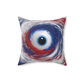 Red White Blue Hurricane Eye Pillow – Spun Polyester Cushion – Patriotic Weather Decor – Storm Chaser Gift – Bold Home Accent