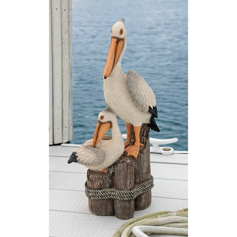Design Toscano Coastal Decor Ocean's Perch Pelicans Garden Bird Statue,