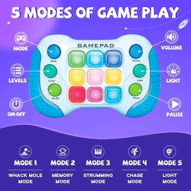 OundarM Blue Light Up Fast Push Handheld Memory Game Fidget Toys, Light Quick Whack a Mole Push Pop Game Console Squeeze Sensory Toys for Kids Adults for Gift Travel Party