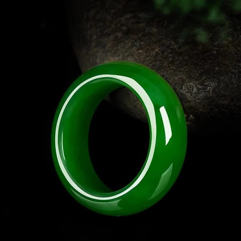 GIGB PBDK Natural Green Crystal Ring for Woman Man,Good Luck