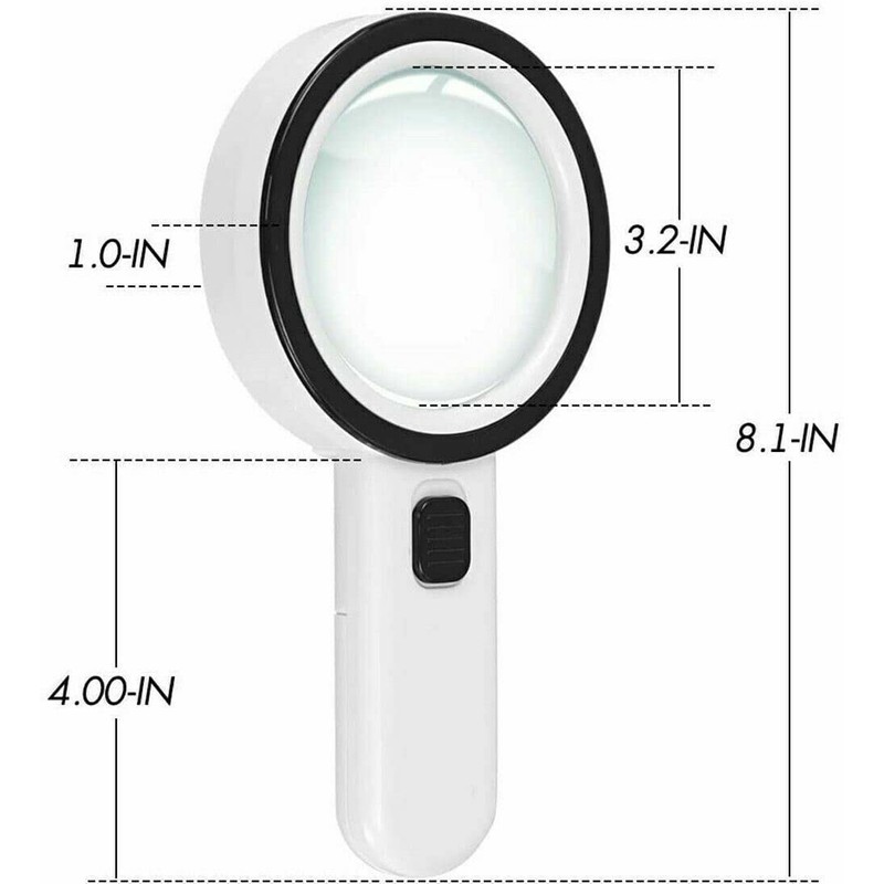 30X Handheld Magnifying Glass with 12 LED Lights, 12 LED