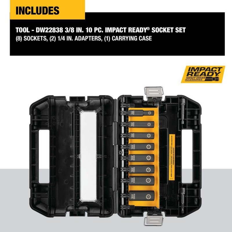 DEWALT Impact Socket Set, SAE, 3/8-Inch, 10-Piece (DW22838)