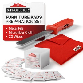 X-Protector Furniture Pads Preparation Set - Includes Metal File, Microfiber Cloth & 20 Cleaning Wipes - Furniture Surface Prep Kit for Easy Installation of Furniture Pads!