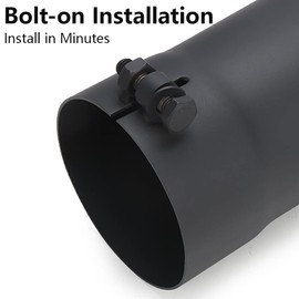 A-KARCK Turn Down Exhaust Tip 3" Inlet, Black Tailpipe Tip with 3" Inlet & Outlet 12" Overall Length, Stainless Steel Structure Replaces Rusted Tailpipes