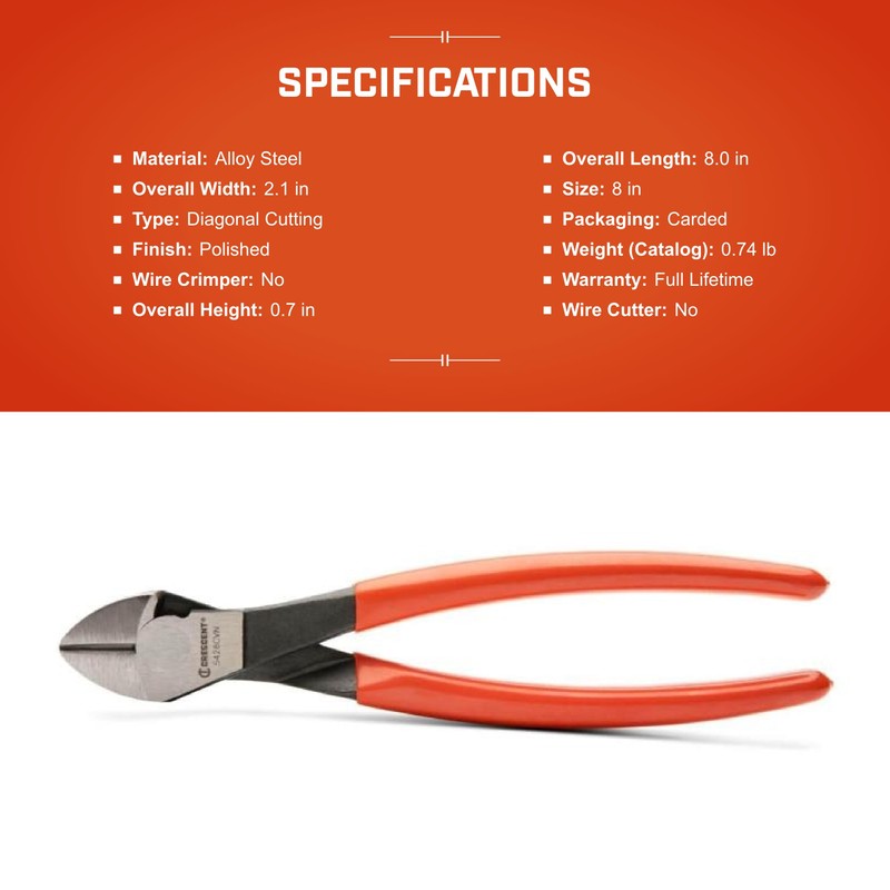 Crescent 5428CVN 8-Inch Heavy-Duty Diagonal Cutting Pliers