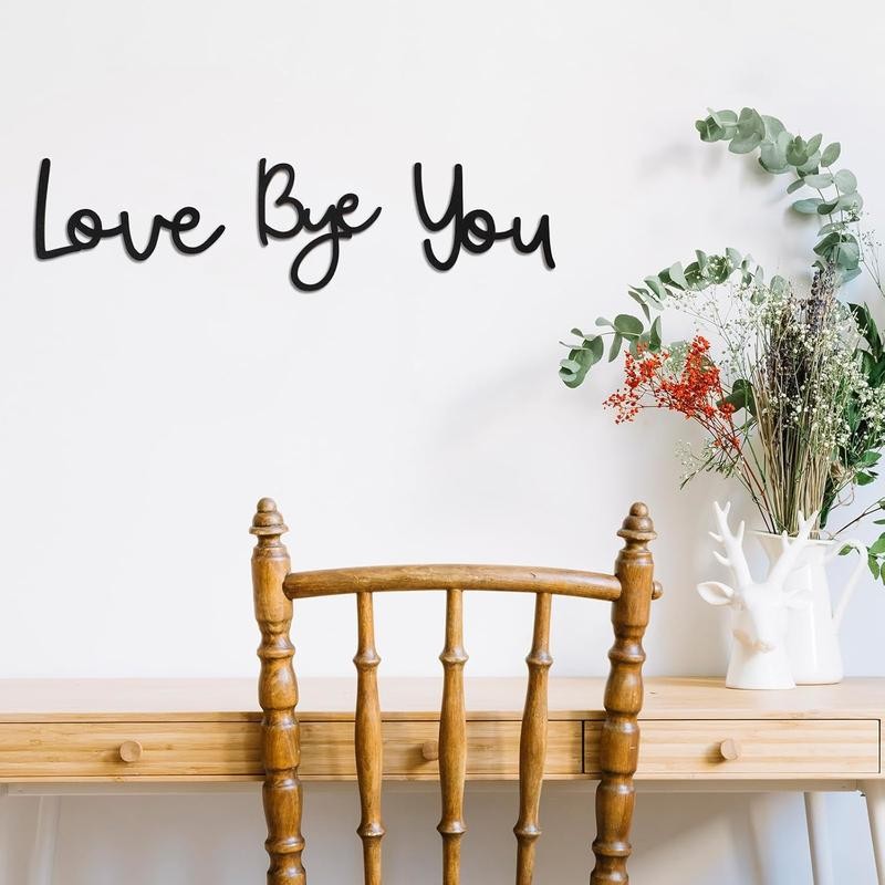 Love You Bye Wooden Script Sign Hallway Home Door, Love