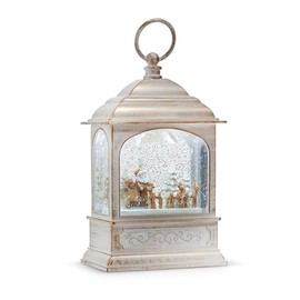 Raz Imports Whimsical Santa and Reindeer Animated Musical Water Lantern, 8.75-inch Height, Christmas Decor