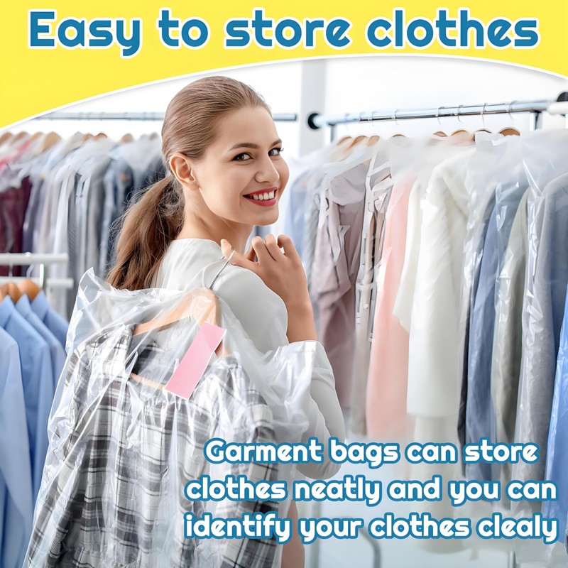 12 Pack Plastic Clothes Covers, 60 * 90cm Clear Clothes