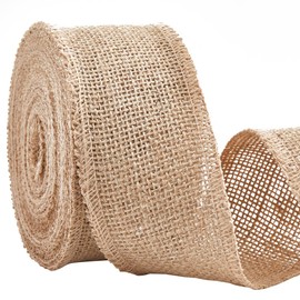 GORGECRAFT 11 Yards Natural Jute Burlap Ribbon 2-3/8 inch(60mm) Wide Burlap Linen Fabric Roll Christmas Tree Decoration Crafts for Gift Wrapping Fall Wreath Bouquet Swags Supplies Wedding Accessories