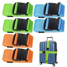 Oslynia 6 Pieces Luggage Straps, Adjustable Luggage Straps for Suitcases, 3-Color Nylon Strap Buckles to Secure Suitcases Strap, Aviation and Travel Protection