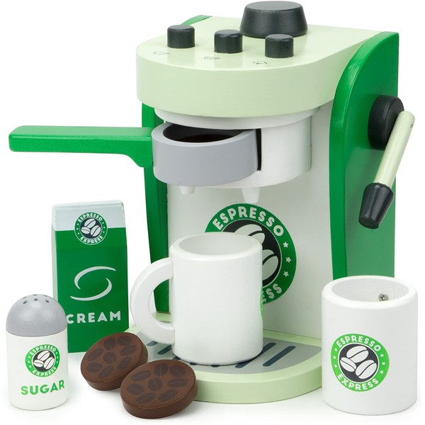 Imagination Generation Espresso Express Coffee Maker Playset, with 2 Cups, 2 Pods, 1 Portafilter, 1 Coffee Maker, Cream & Sugar (8 Pcs)
