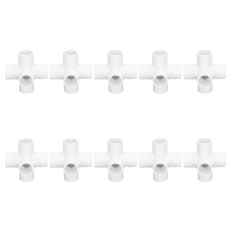 10PCS PVC Plastic Pipe Connector 6 Way Corner Elbow Fittings