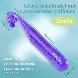 25mm Crochet Hooks, Large Crochet Hook for Beginners, Crochet with Ergonomic Handles, Transparent Crystal Crochet Hooks for Knitting Yarn Carpet Scarves