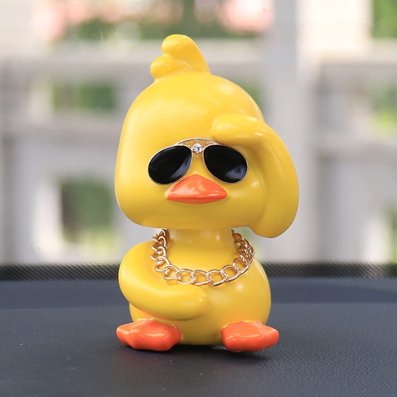 wonuu Cute Yellow Duck Car Ornaments Cool Duck Car Dashboard