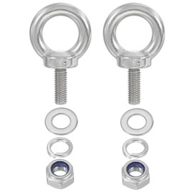 PATIKIL M8 x 20mm Eye Bolt with Nut, 2 Pack 304 Stainless Steel Lifting Shoulder Eyebolt Lift Thread Screws for Hanging, Silver