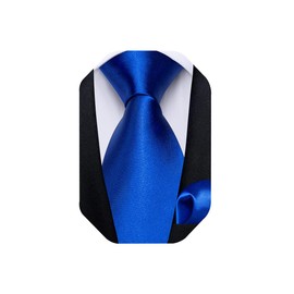 DiBanGu Solid Tie - Conjunto de corbata y pañuelo de seda para hombre, azul (Royal Blue Satin), Talla única