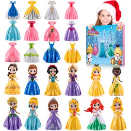 Advent Calendar Princess Toy - Princess Deformation Toy Christmas Countdown Calendars Princess Transformable Toys for Girls Xmas Gifts Play Party Favor