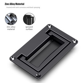 INDUSCHOICE Recessed Drawer Handle Made of Zinc Alloy Zinc Alloy Handle for Drawers Recessed Handles Container Handle Flush Lifting Doors Handles, Black