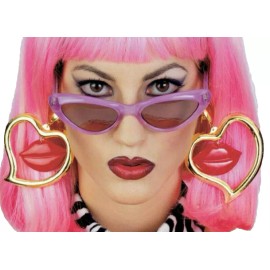 Rubie's Hot Lips Heart Jumbo Hoop Earrings clip on costume dance party metal