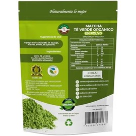 SABIA MADRE TIERRA  Té Matcha Orgánico Certificado 100g, 100 Puro, Sin Azúcar