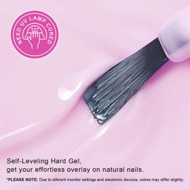 TWOING Builder Gel for Nails 5 in 1 ，Jelly Neutral Purple Color Strengthener Gel Translucent Cover Hard Nail Extension Brush in Bottle Base Coat ，Salon&DIY Art for Women