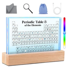 Periodic Table with Real Elements Inside, Acrylic Periodic Table Display with 83 Real Elements Samples, with 7 Color Inlays Craft, Gift for Students, Teacher, Science Lovers (8.3L x 5.5W)