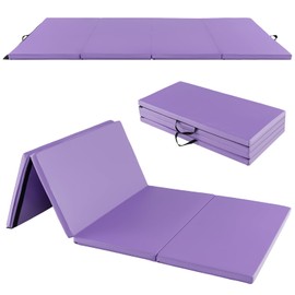 GYMAX Gymnastics Mat, 4 FT x 8 FT x 2 Inches Folding Exercise Mat w/Carry Handles & Sturdy Stitching Waterproof Cover, Tumbling Mat for Yoga Stretching Martial Arts Home Gym