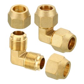 PATIKIL 5/8 Inch x 5/8 Inch Brass Pipe Fitting 2 Pack Torch 90 Degree Angle Pipe Fitting Pipe Adapter Connection with Nut for Air Conditioner Cooling Plumbing