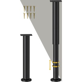 TELANKS Pack of 2 Furniture Feet, Height Adjustable, 25-43 cm Feet for Furniture, Cold-Rolled Steel Furniture Feet, Bed Feet with Base, Adjustable Feet for Furniture, Sofa, Bed, Bedside Table, Cabinet