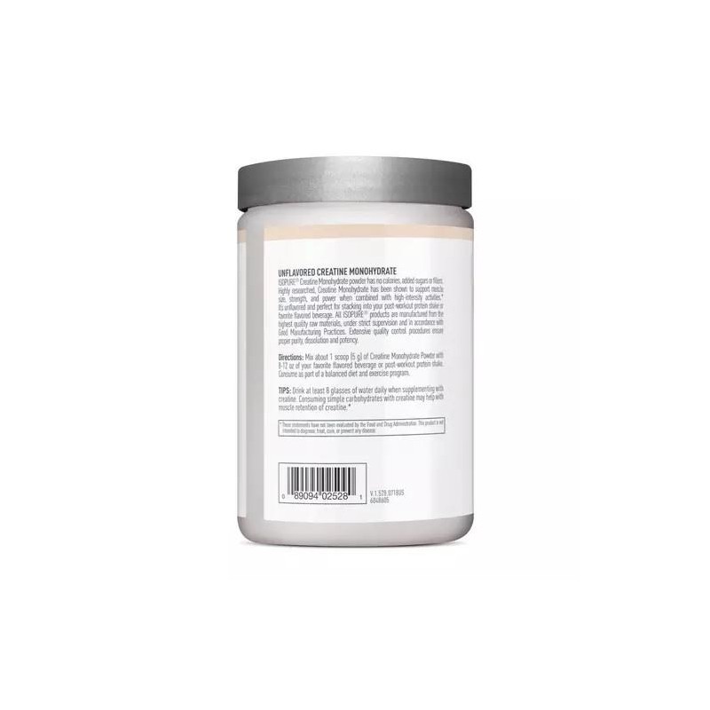 Isopure, Creatine Monohydrate, Unflavored, 1.1 lb, 100 Servings