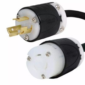 Iron Box NEMA L6-15P to L6-20R Plug Adapter - 15A/250V 14 AWG - Iron Box # IBX-2294 - 6 ft