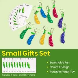 mountova Pocket Hug Bulk 10 Sets, Encouraging Cards with Squeeze Bean Fidgets Keychain, Emotional Support Positive Small Gifts for Employee Coworkers Celebration of Life Graduation Party Favors