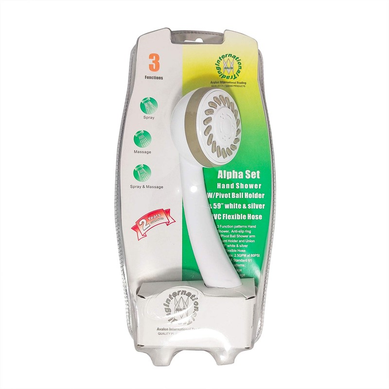 Aplha Set 3-Functions Handheld Shower with Pivot Ball Holder and