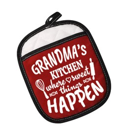 Grandma’s Kitchen Where Sweet Things Happen Pot Holder Grandma Pot Holder Gift for Grandma (Grandma’s Kitchen Red)