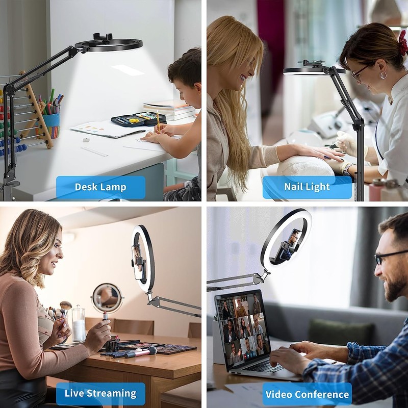 Kiyo pro Webcam Ring Light with Clamp Stand,10 Inch Sefie