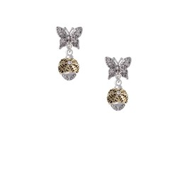 Delight Jewelry Goldtone Snowflake with Crystal Spinner Silvertone Antiqued Butterfly Post Earrings