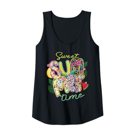 Womens Sweet Summertime Floral Leopard Watermelon Fun Vacation Cute Tank Top