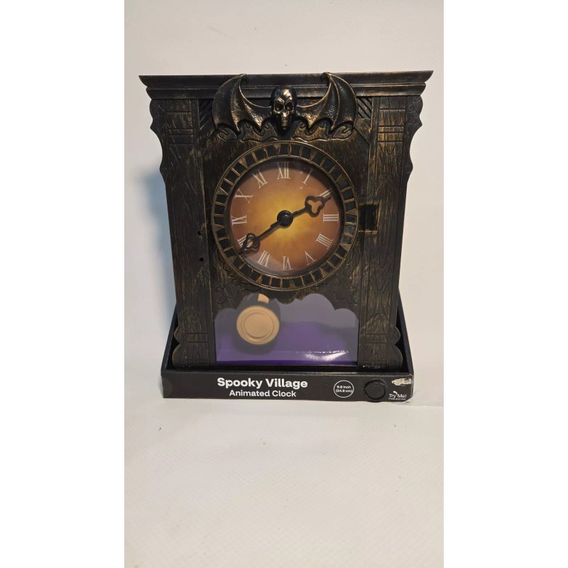 Spooky Village Animated Clock With Sound Motion Activated
