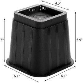 Coloch 6 Pack 5 Inch Bed Furniture Risers, Black Heavy Duty Furniture Frame Lift Square Bed Leg Elevator for Bed, Couch, Desk, Chair, Sofa, Table, Support up to 3000 Lbs