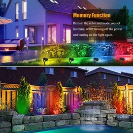 AHSELLUS Low Voltage Landscape Lights Color Changing RGB 5W DC12V LED Landscape Lighting Outdoor Waterproof Spotlight Remote Control for Garden Pathway Christmas Decorative Light(1, Multi-Colored)