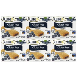 Glutino Gluten Free Breakfast Bars, Blueberry, 5-Count Boxes, 7.05oz, (Pack of 6)