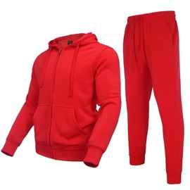 Megub men tracksuit fleece hoodie outfits 2 piecessweatsuit set for Big and Tall men sportswear Casual jogging suit plus size Xmas RED,5xl