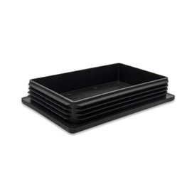 Flyshop 4 Pack Rectangle Plastic Tube Chair Glide Insert Finishing Plug Black Tubing End Cap 100 x 150 mm, 4" x 6"