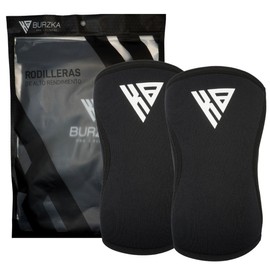 BURZKA Rodilleras Neopreno Crossfit 7 mm Levantamiento de Pesas Powerlifting Gym Compresion Apoyo Soporte de Rodillas (Negro, Extra Grande)