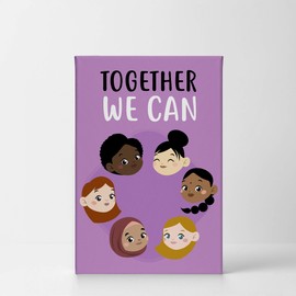 Smile Art Design Together We Can Quote Diversity Kids African Asian American Hispanic Muslim CANVAS PRINT Kids Room Decor Wall Art Baby Room Decor Nursery Decor Ready to Hang Made in the USA- 22x15